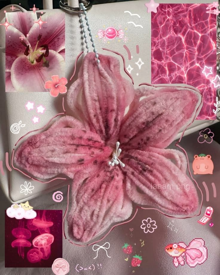 Handmade Velvet Flower Keychain | Soft Floral Bag Charm | Aesthetic Flower Keyring for Handbag & Backpack