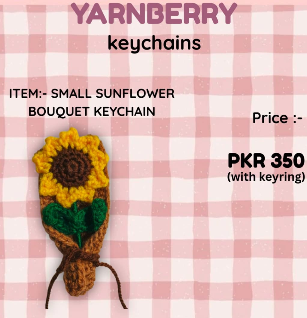 Mini sunflower keychain.