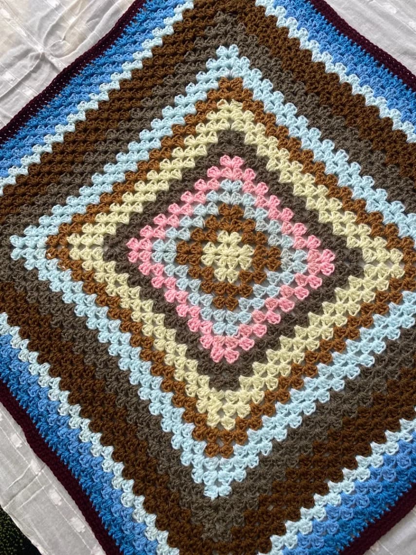 Dil Se CrochetKnitting - Handmade Granny Square Blanket - 36x36 inches - Premium Milk Cotton Baby / Lap Blanket