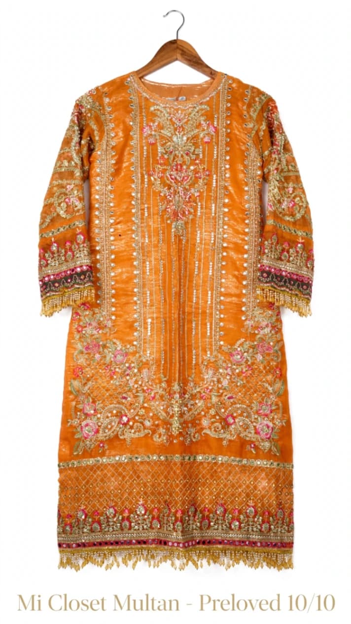Orange colour wedding dress