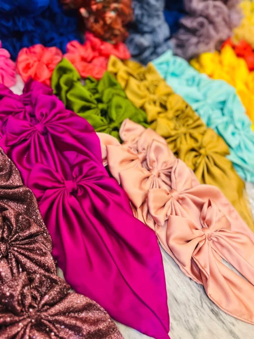 Premium Satin Silk Bow Headbands - Elegant Hair Accessories Pack