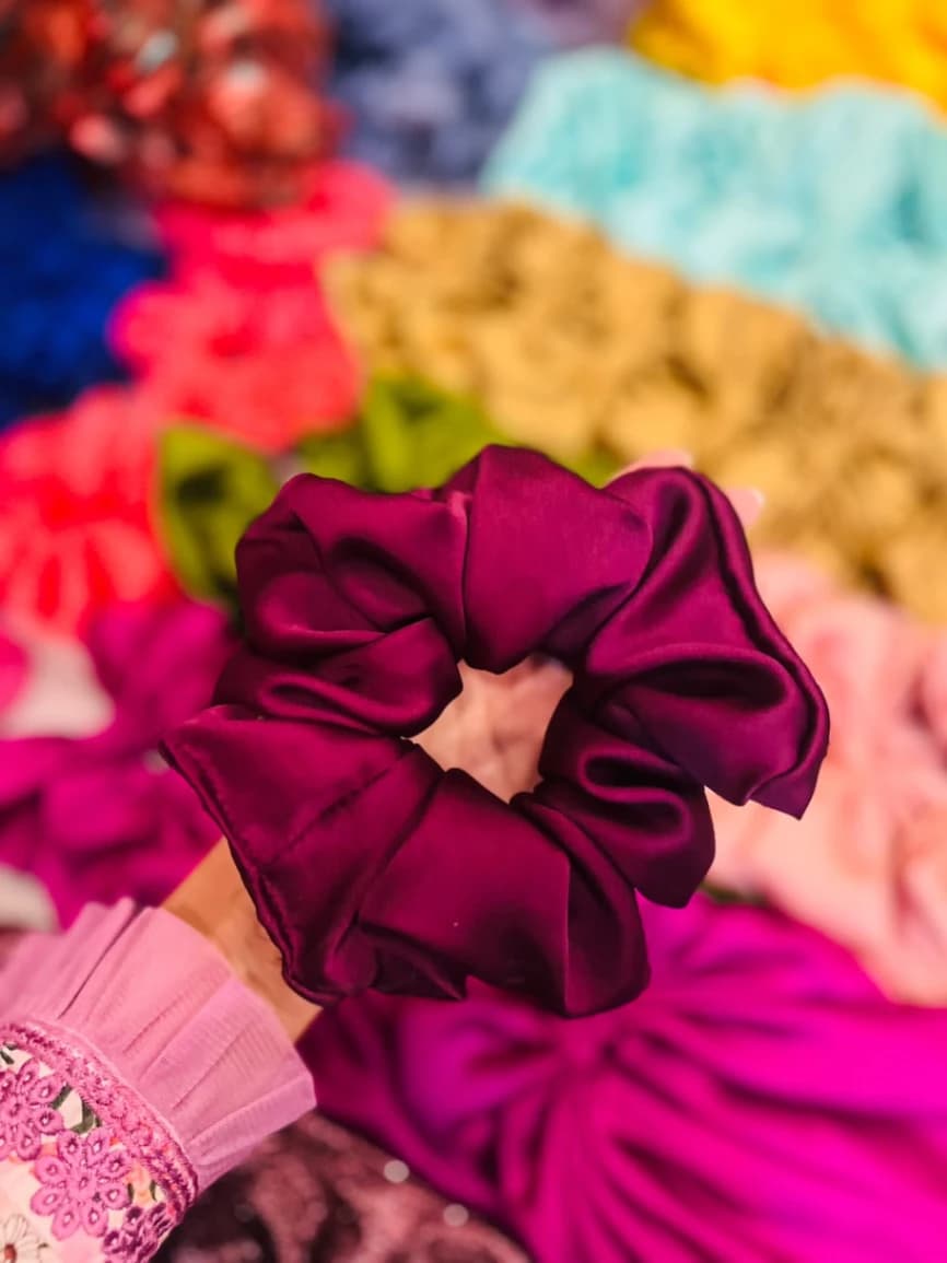 Premium Silk Satin Scrunchies - Combo Pack of 12 (Multicolor)