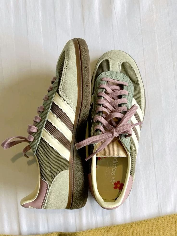 Thrift Adidas Sneakers Retro Olive & Mauve Style