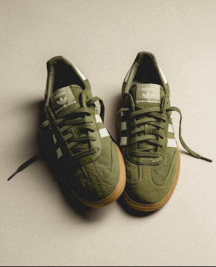 Thrift Adidas London Sneakers – Olive Green Retro Style