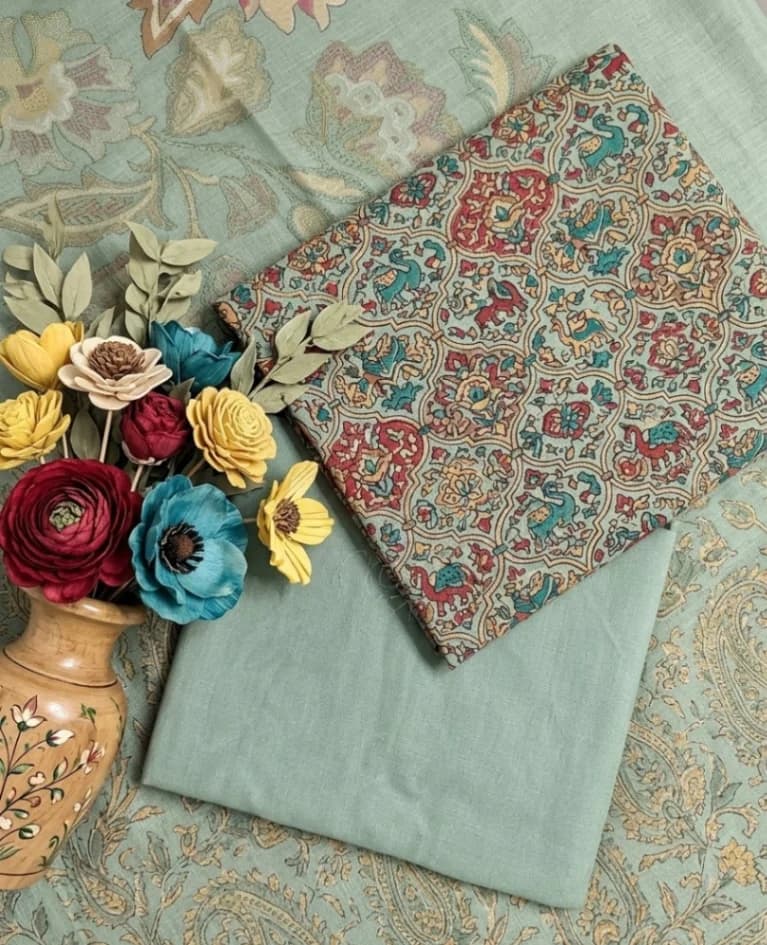 Sea Green Peacock Print with Dupatta
