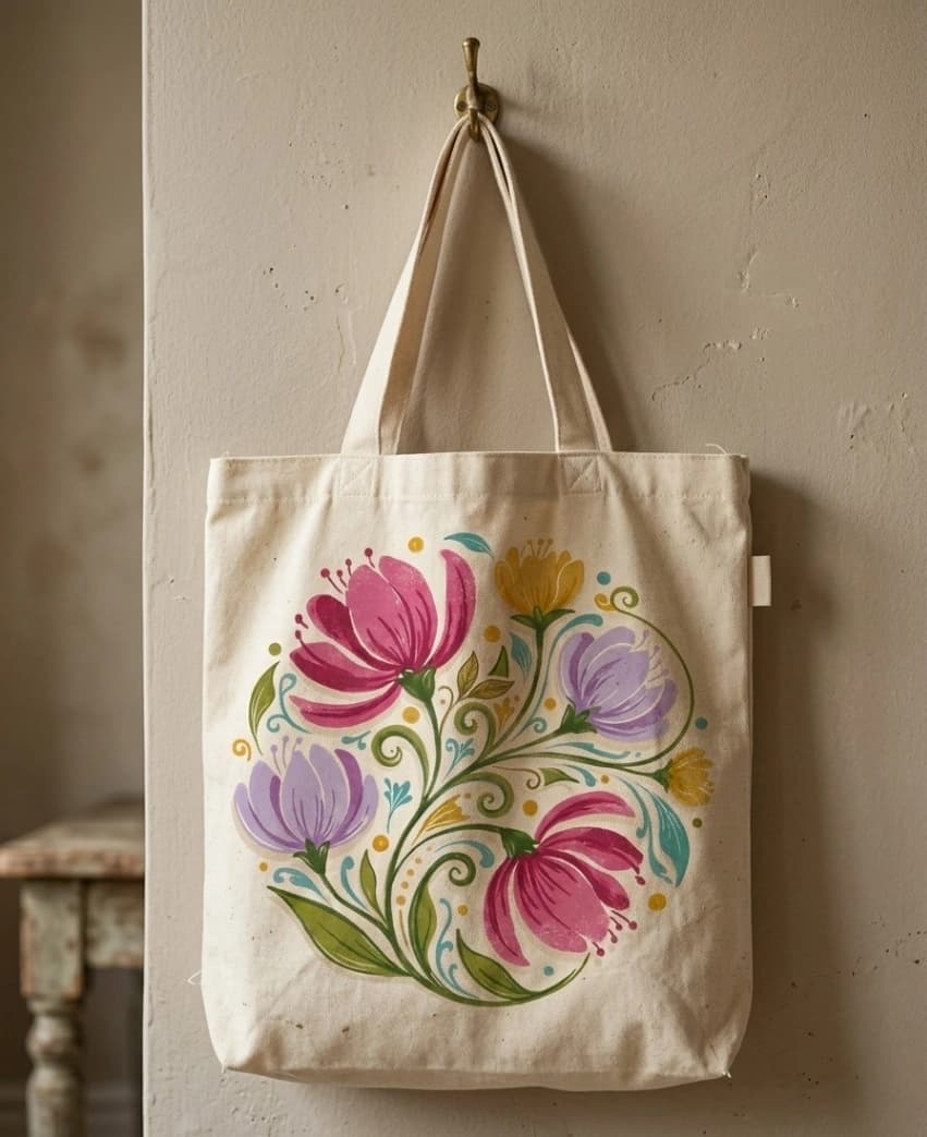 Floral Canvas Tote Bag