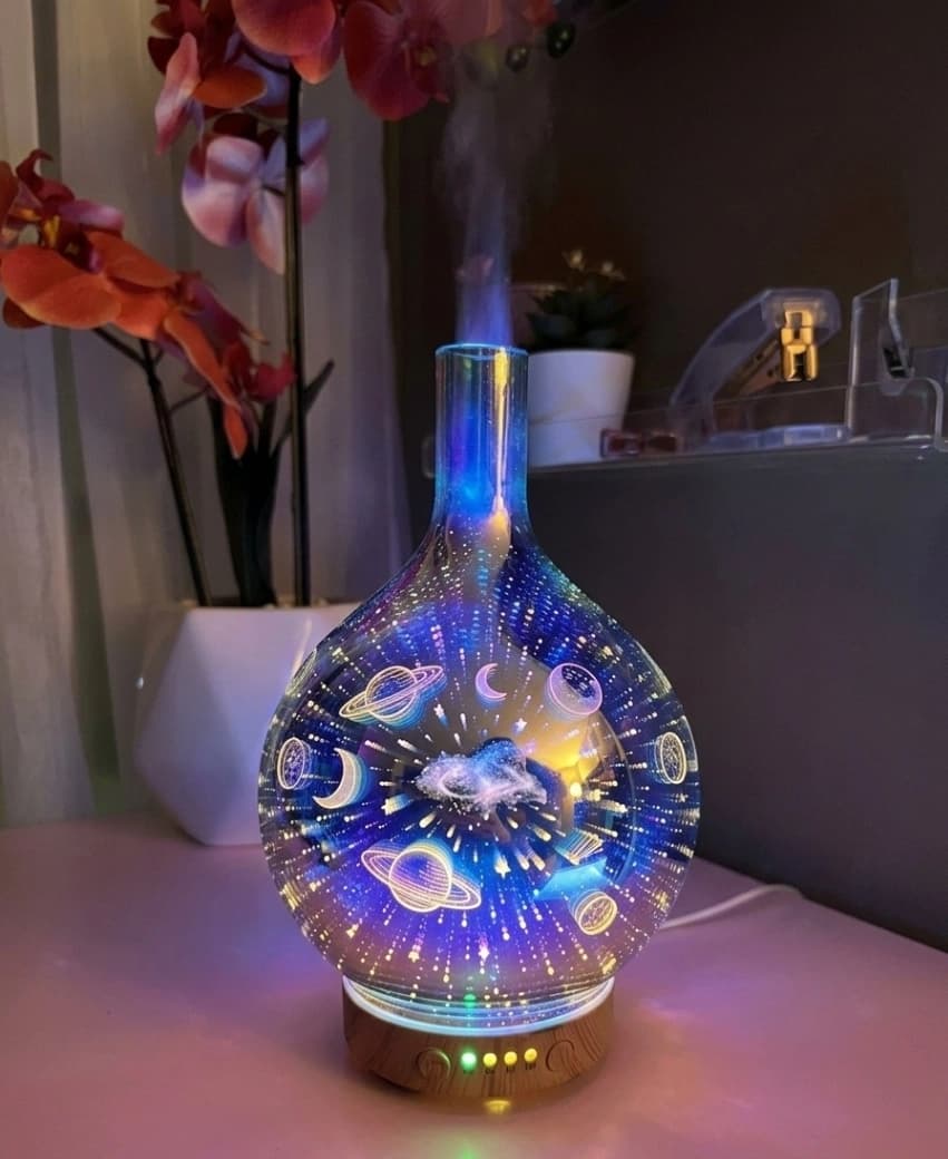 3D Glass Aroma Diffuser Galaxy Night Light & Humidifier