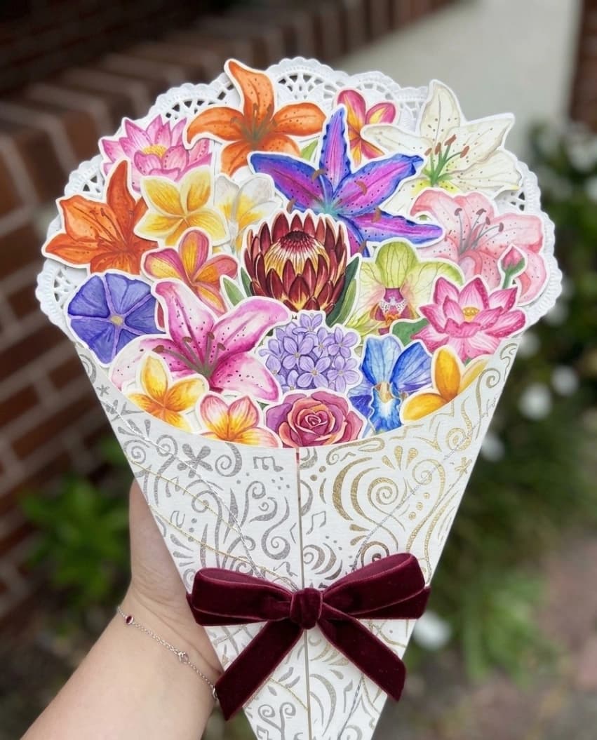 Paper Flower Bouquet | Watercolour Flower Stickers Gift