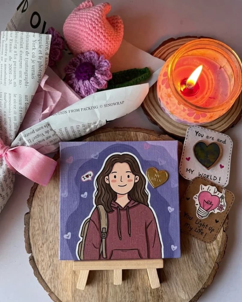 Custom Portrait Painting | Mini Canvas Cartoon Portrait from Photo