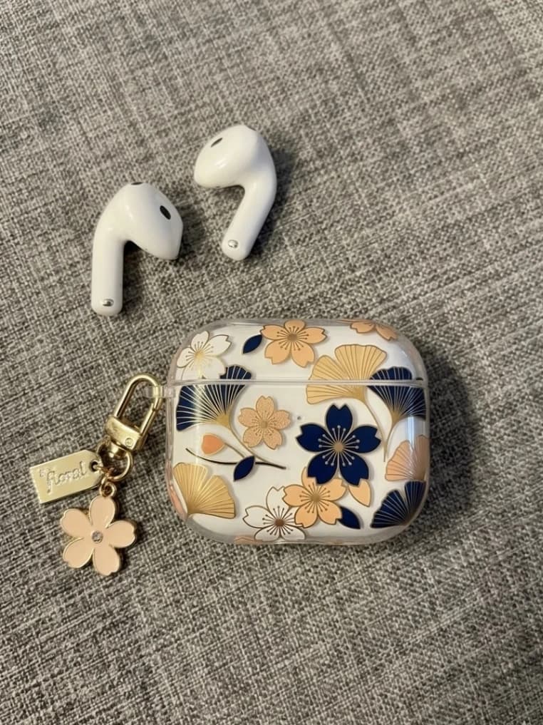 AirPods Case Cover | Clear Floral Case with Flower Keychain