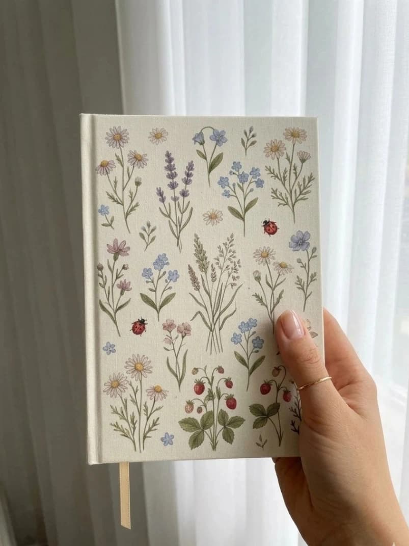 Floral Journal Notebook | Hardcover Wildflower Diary with Ribbon Bookmark