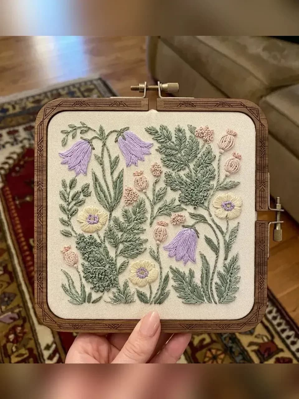 Embroidery Hoop Art | Hand Embroidered Wildflowers, Wooden Frame