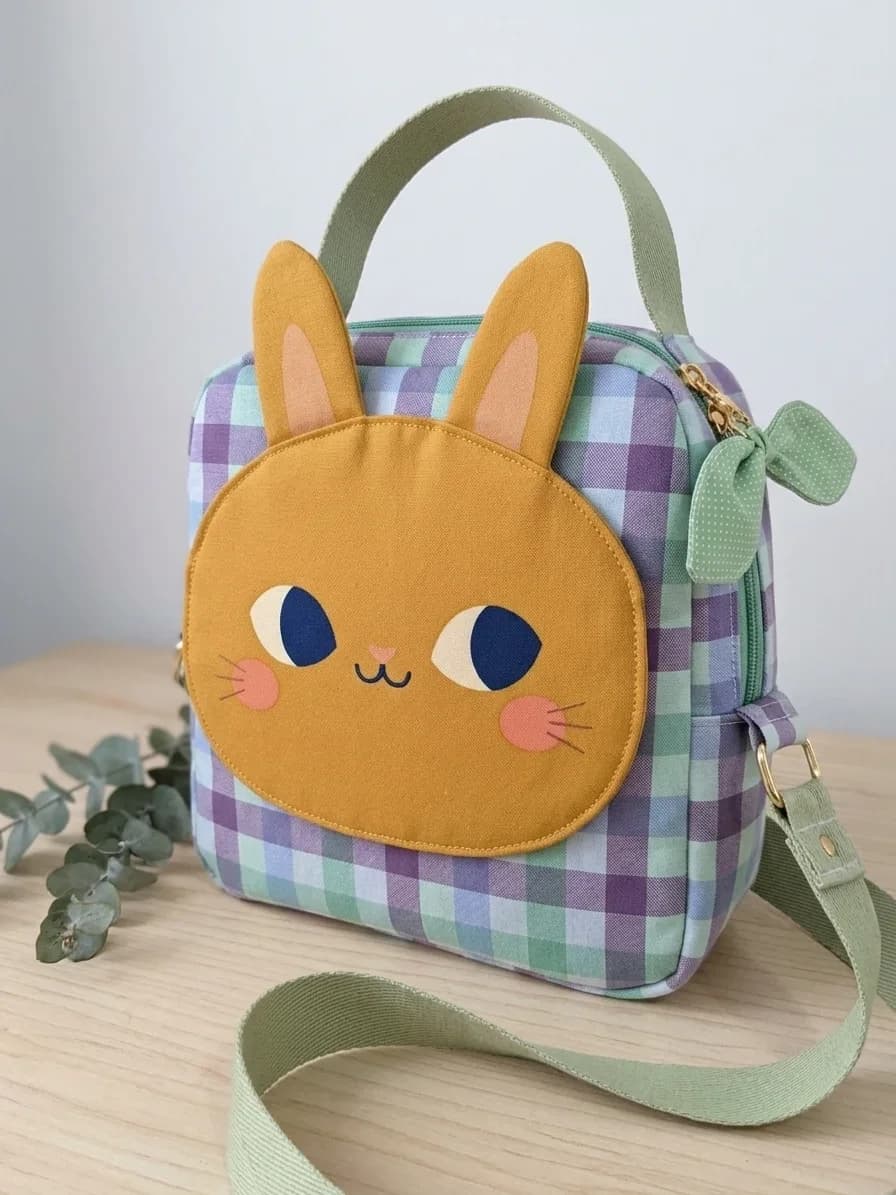 Cute Bags for Kids | Bunny Face Gingham Bag with Strap